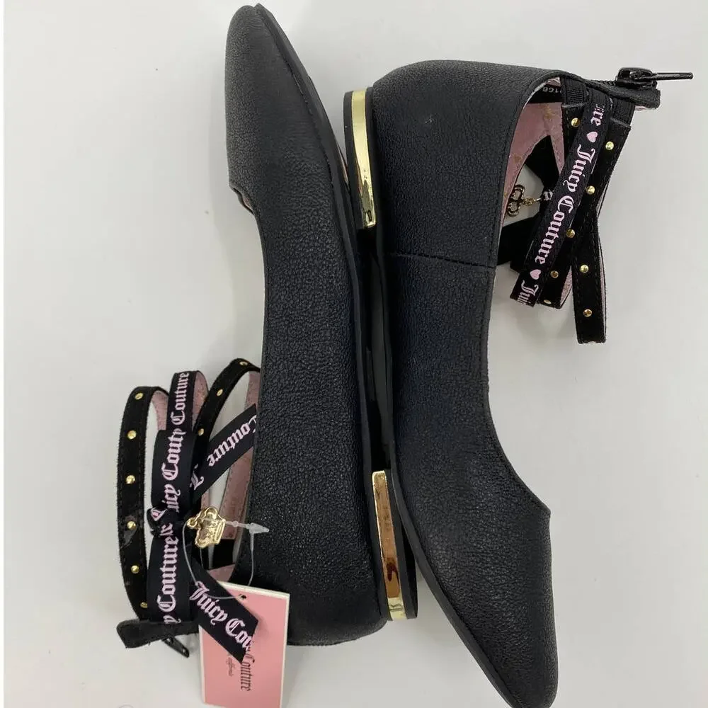 Juicy Couture Girls Santa Barbara Flat Gold Black Shoes NEW Size: 5